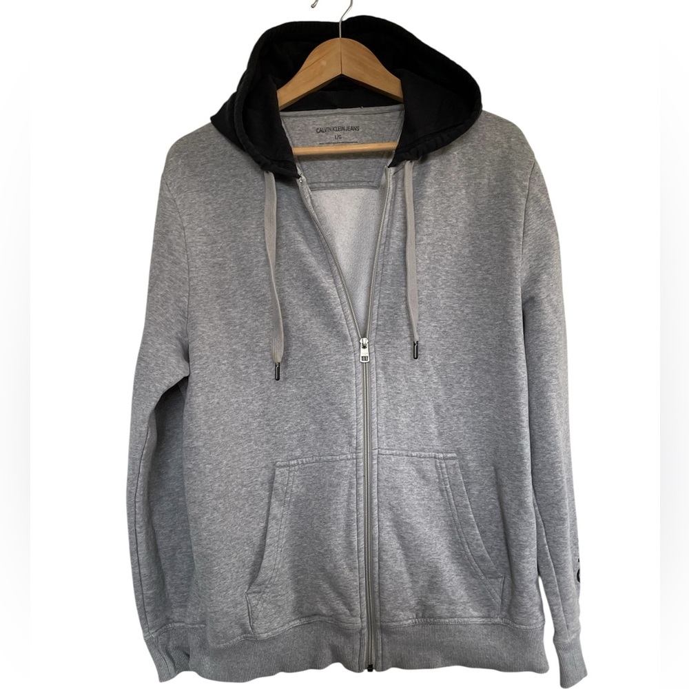 Calvin Klein Jeans Grey Zip Up Hoodie Sz L
